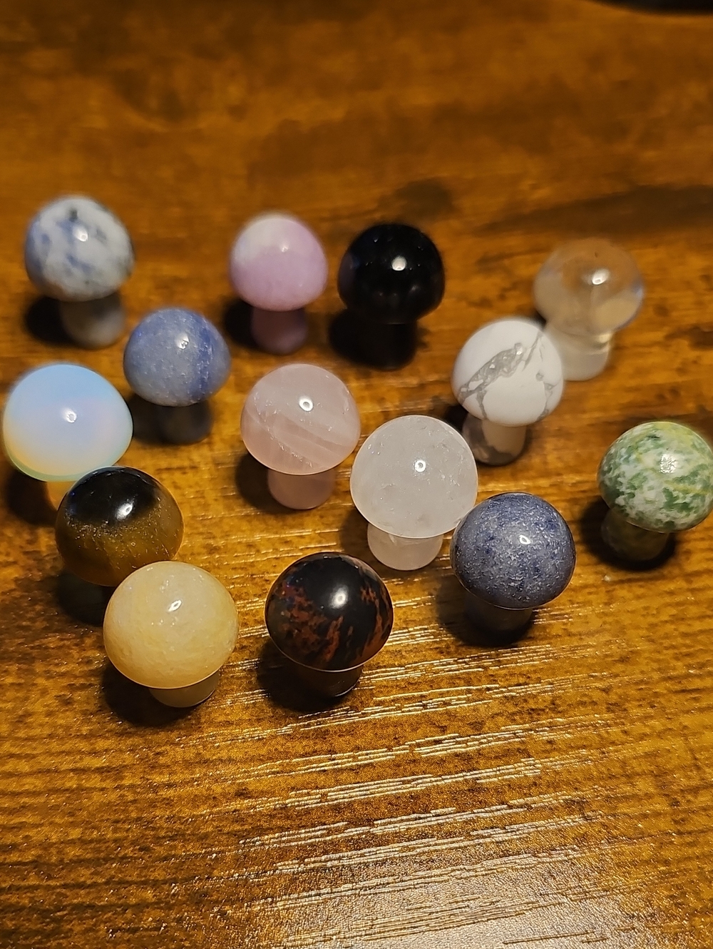 14 Assorted Stone Mushrooms - Multicolor Gemstone